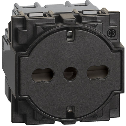 Priza simpla plata, 2 module, standard german+italian, 16A, negru, Living Now KG4140A16F, , alternativo.ro