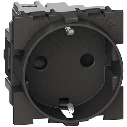 Priza simpla, 2 module, ccu contact de protectie 2P+T, 16A, negru, Living Now KG4141, , alternativo.ro
