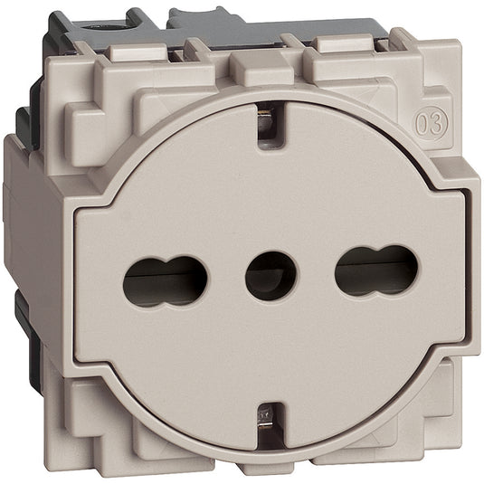 Priza simpla plata, 2 module, standard german+italian, 16A, nisip, Living Now KM4140A16F