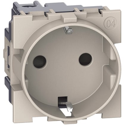 Priza simpla, 2 module, cu contact de protectie 2P+T, 16A, nisip, Living Now KM4141, , alternativo.ro