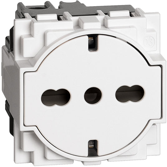 Priza simpla plata, 2 module, standard german+italian, 16A, alb, Living Now KW4140A16F