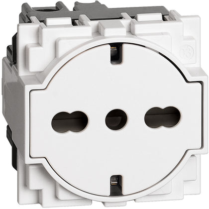 Priza simpla plata, 2 module, standard german+italian, 16A, alb, Living Now KW4140A16F, , alternativo.ro