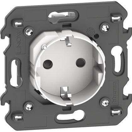 Priza simpla conectata, 2 module, cu contact de protectie 2P+T, 16A, alb, Living Now KW4141AC, , alternativo.ro