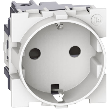 Priza simpla, 2 module, cu contact de protectie 2P+T, 16A, alb, Living Now KW4141, , alternativo.ro