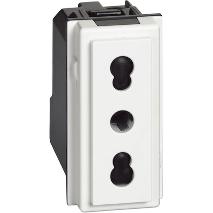 Priza simpla, 1 modul, standard italian, cu contact de protectie 2P+T, 10/16A, alb, Living Now KW4180, , alternativo.ro