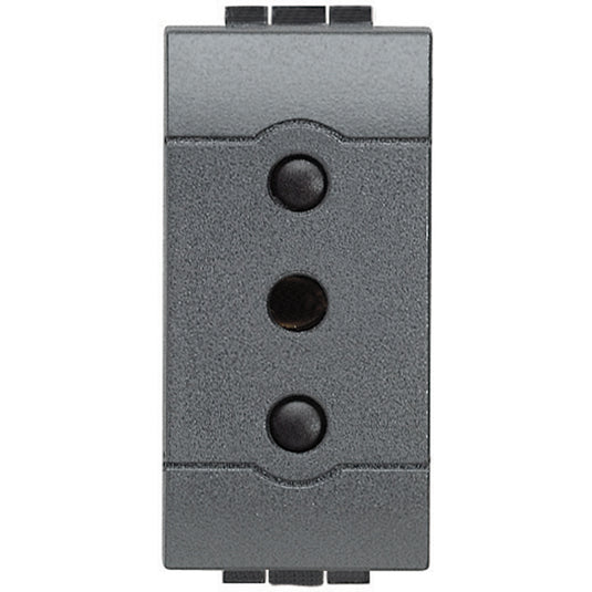 Priza simpla, standard italian 2P+T, 1 modul, 10A, borne cu surub, Antracit, Living Light L4113