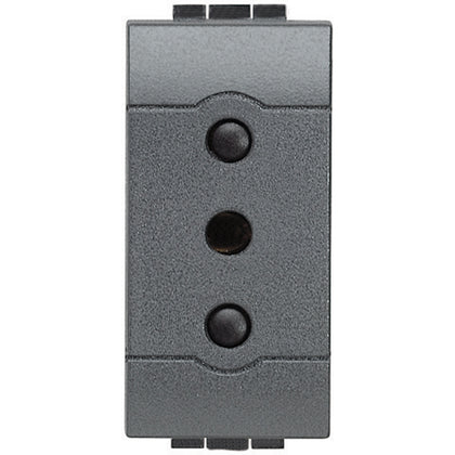 Priza simpla, standard italian 2P+T, 1 modul, 10A, borne cu surub, Antracit, Living Light L4113, , alternativo.ro