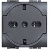 Priza simpla plata, standard german/italian 2P+T, 2 module, 16A, borne cu surub, Antracit, Living Light L4140/16F