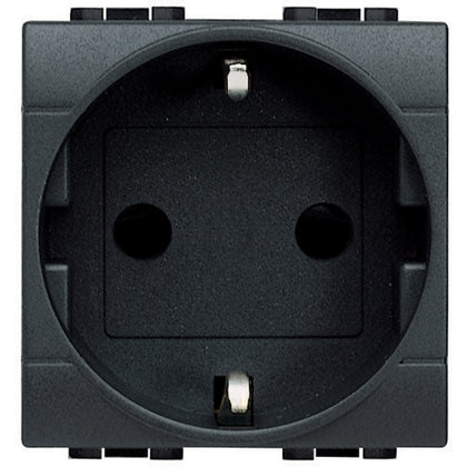 Priza simpla, standard german 2P+T, 2 module, 16A, borne cu surub, Antracit, Living Light L4141, , alternativo.ro