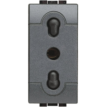 Priza simpla, standard italian 2P+T, 1 modul, 10/16A, borne cu surub, Antracit, Living Light L4180, , alternativo.ro