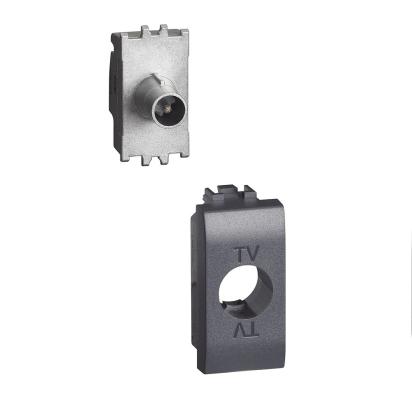 Priza TV, 1 modul, conexiune stea, conector tata, Antracit, Living LightL4202DN, , alternativo.ro