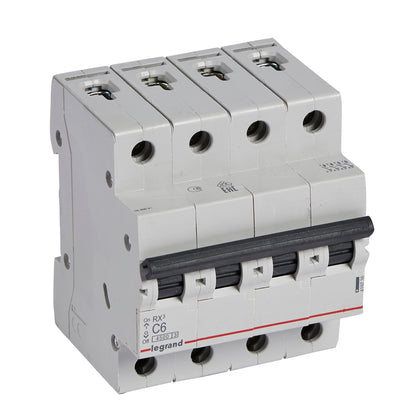 Intrerupator automat RX³, tetrapolar, 6A, curba C, 4.5kA, 4 module, Legrand 419738, alternativo.ro