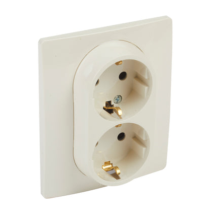 Priza dubla, cu contact de protectie 2P+T, 16A, ivoar, Niloe 764634, , alternativo.ro