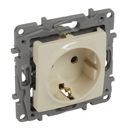 Priza simpla, cu contact de protectie 2P+T, 16A, ivoar, Niloe 764639, , alternativo.ro
