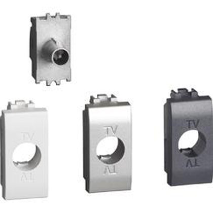Priza TV, 1 modul, conexiune de trecere, conector tata, Alb/Aluminiu/Antracit, Living Light LN4202P14, , alternativo.ro