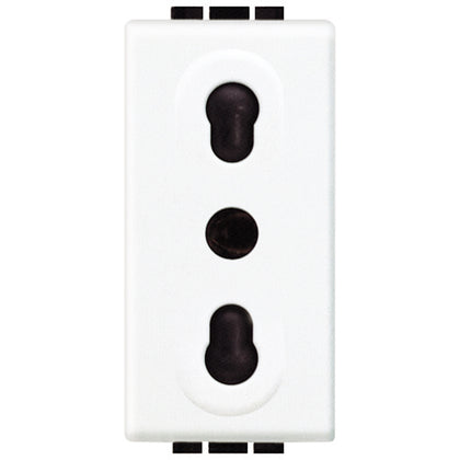 Priza simpla, standard italian 2P+T, 1 modul, 10/16A, borne cu surub, Alb, Living Light N4180, , alternativo.ro