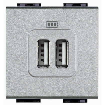 Incarcator USB dublu, 2 module, 5V, 2400mA, Alb, Living Light NT4285C2, alternativo.ro