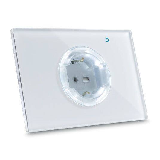 Priza inteligenta, 3 module, 16A, din sticla, WiFi, contact de protectie, alb, Iotty OSW2ITW