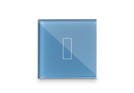Intrerupator inteligent simplu, cu touch, din sticla, WiFi, cu nul, albastru, Iotty LSWE21C