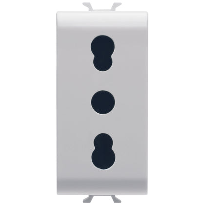Priza standard italian, 16A, 1 modul, cu contact de protectie 2P+T, alb, Chorus GW10203, , alternativo.ro