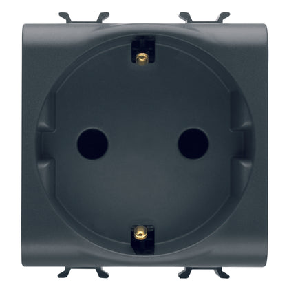 Priza standard german, 16A, 2 module, cu contact de protectie 2P+T, negru, Chorus GW12241, , alternativo.ro