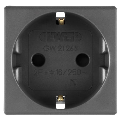 Priza simpla, standard german, 2 module, 16A, 2P+T, negru, System GW21265, , alternativo.ro