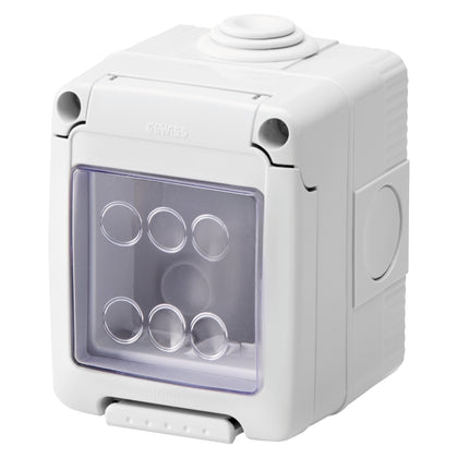 Doza aparataj, aparenta, cu capac, 2 module, IP55, gri, System GW27042, , alternativo.ro