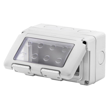 Doza aparataj, aparenta, cu capac, 4 module, IP55, gri, System GW27044, , alternativo.ro
